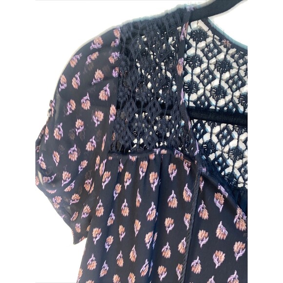 dress Floral open knit crochet hippie Paisley Midi S forever21 pheobe whimsigoth - Picture 4 of 12